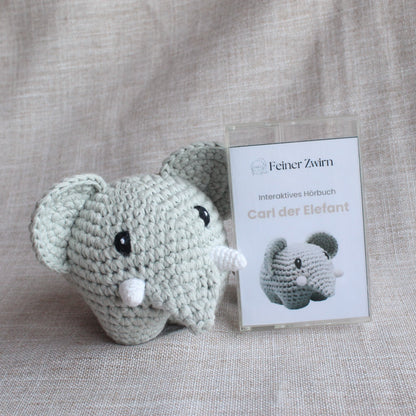 Kuscheltier Elefant Carl mit Mitmach-Hörbuch von Feiner Zwirn – Baby Geschenkset
