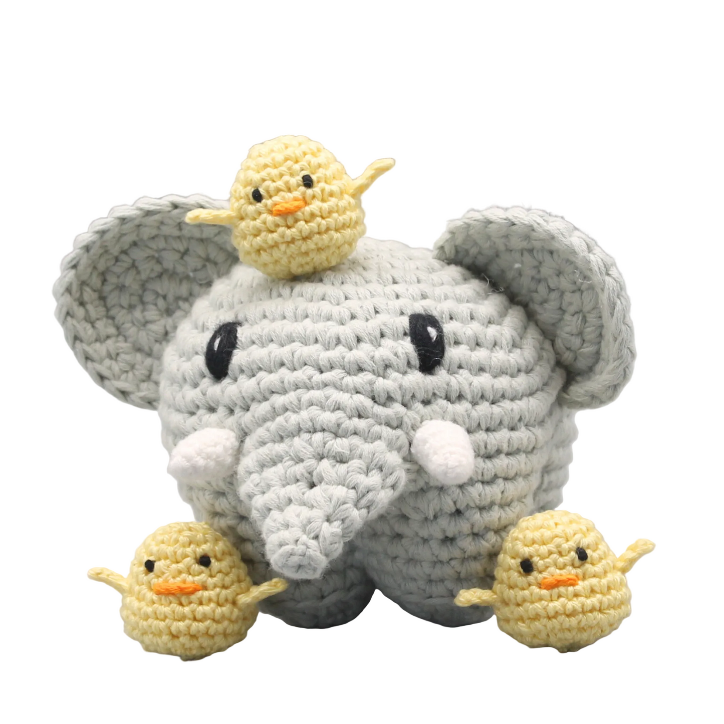 Handgemachtes Elefant Kuscheltier mit Küken für Babys - Ostergeschenk gehäkelt