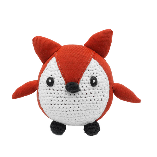 Handgemachtes Fuchs Kuscheltier für Babys - gehäkelt und kann stehen